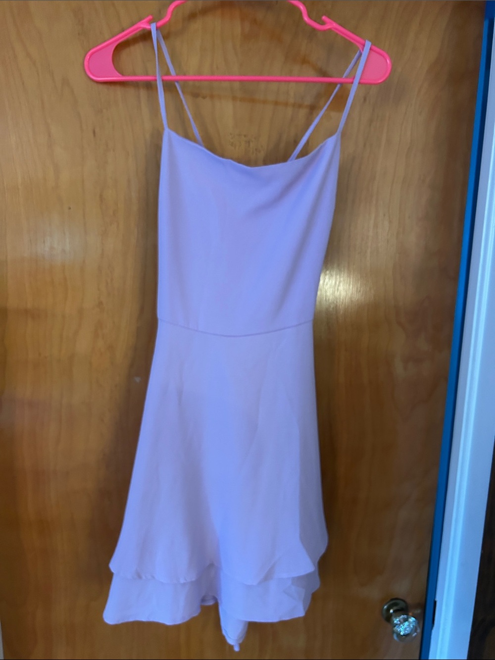 Lilac Spaghetti-Strap Ruffle Hem Dress